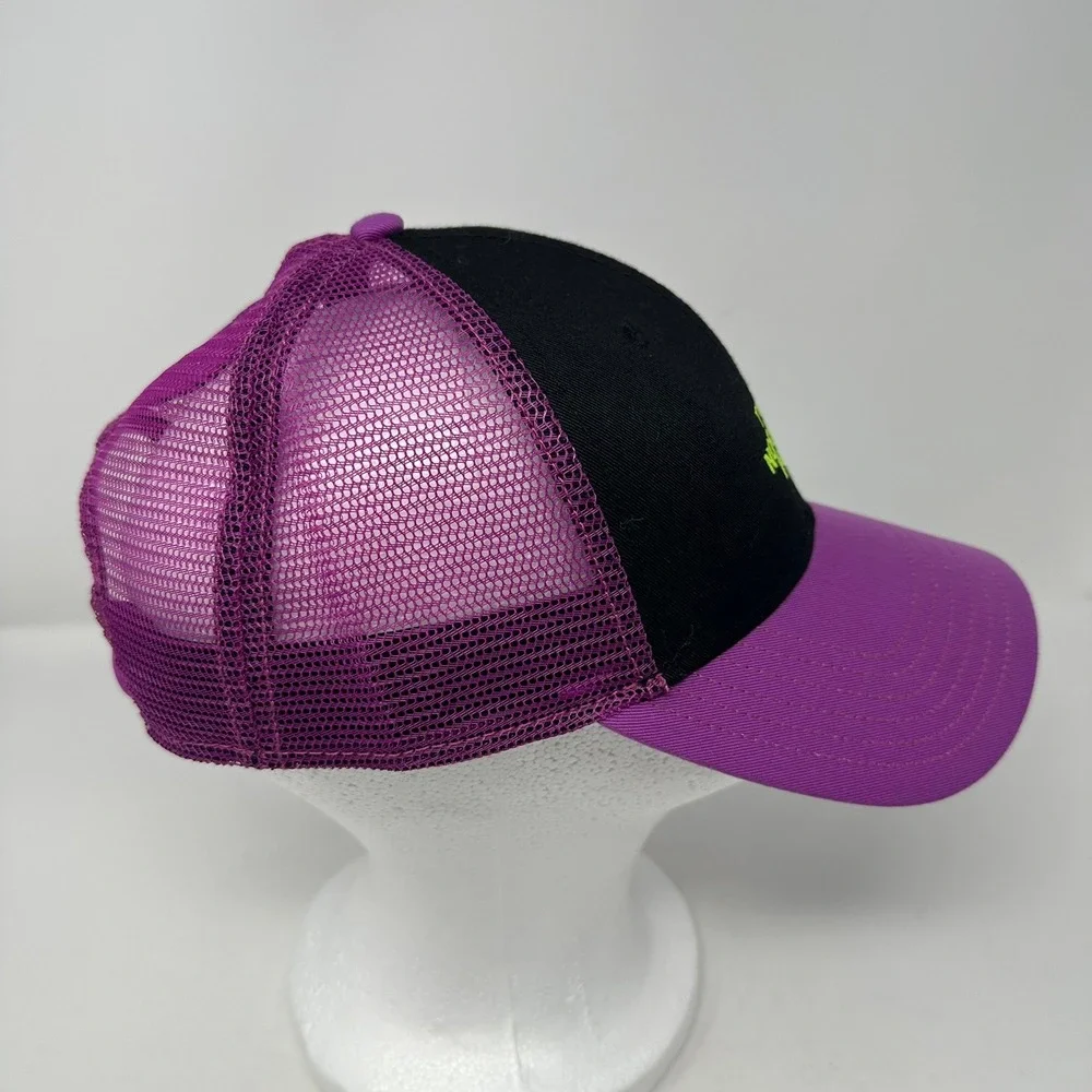 The North Face Hat Unisex OS Purple Black Mudder Trucker Snapback Mesh Cap Logo